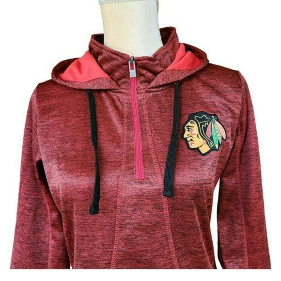 CHICAGO BLACKHAWKS 'Old Time Hockey' OTH Newbury Collection 1/4 Zip Hoodie - Picture 2 of 11